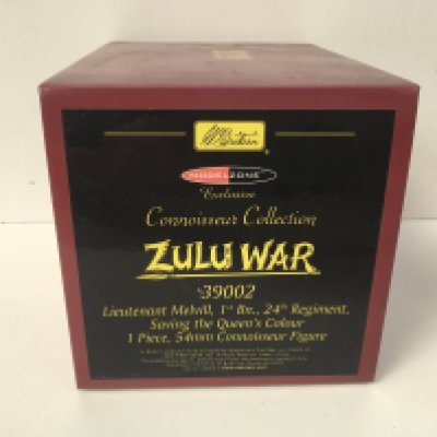 A boxed Minature military model by Britain in the Connoisseur collection. Features Zulu War 39002 Lieutenant Melville Saving the Queens Colour. Ltd edition with certificate. No reserve