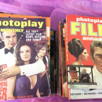 A Box Containing Vintage Photoplay Magazines and books. Approximately 100. No Reserve.