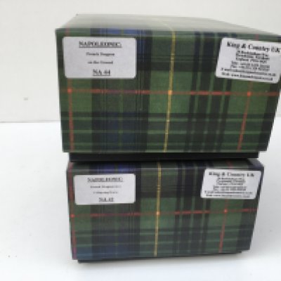 2x boxed King and Country Napoleonic Minature Military Models featuring NA44 French Dragoon on the floor and NA42 French Dragoon on a collapsing horse. No reserve