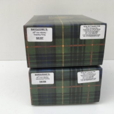 2x boxed King and Country Napoleonic Minature Military models featuring 45th Line infantry NA107 Kneeling Firing and NA106 Advance Pointing. No reserve