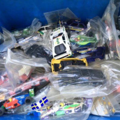 A Box Containing Scalextric Cars Spare And Repairs.