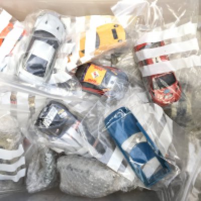 A Box Containing Scalextric Cars Ideal For Spares And Repairs.