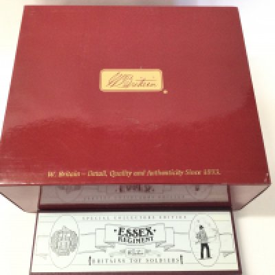 A Boxed Britains WW1 Opening Moves 1914. British Royal Field Artillery Limber With 18 Pound Gun. 12 Piece Set. 54MM Metal Figures #17869. And Essex Regiment #8801.