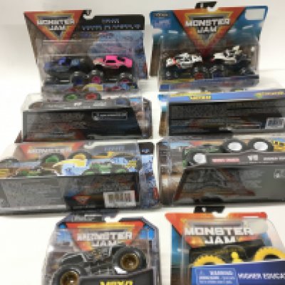 A collection of unopened boxed Monster Jam vehicles, includes 6x double vehicle sets and 2 single. No reserve 1:64 scale