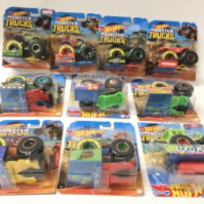 A collection of 10 unopened Hot Wheels Monster Trucks 1:64 scale. Includes Loco Punk..The Hulk. No reserve