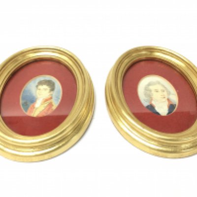 Two early 19th century painted portrait miniatures signed J Tripp and dated 1803 and 1817. Postage B