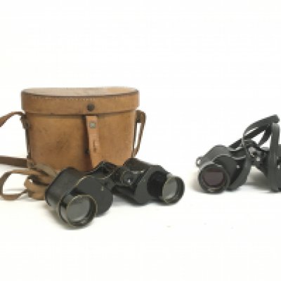 Military binoculars including Russian soviet 8x30 binoculars & WW1 Bausch & Lomb Military Stereo 6 X 30 Binoculars Dated 1915 In a Leather Case.