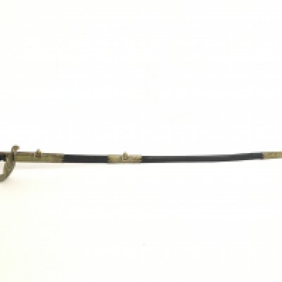 A Naval dress sword with an 80cm long blade, lion head pommel, crown and anchor plaque and a leather scabbard. By Hugo Baruch & Co, Berlin. This lot cannot be posted