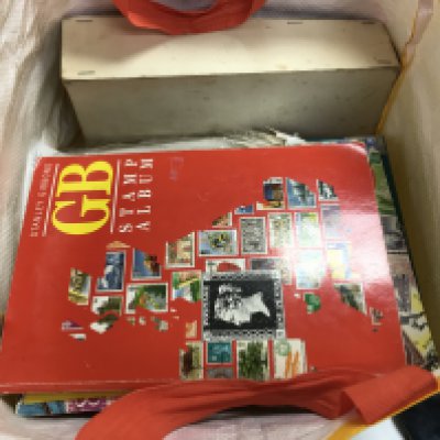 A bag containing stamps from around the world mainly used stamps in albums and some loose.