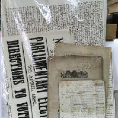 A Hand Written Letter from Prime Minister, Sir Robert Peel to Sir Francis Boyle, Parliamentary Election Poster for the Northern Division of the West Riding 1880, Victorian Power of Attorney, Various Acts of Parliament and Other Assorted Ephemera