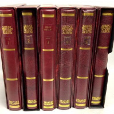 5 Stanley Gibbons Great Britain Stamp Album, post marked used stamps. (D)