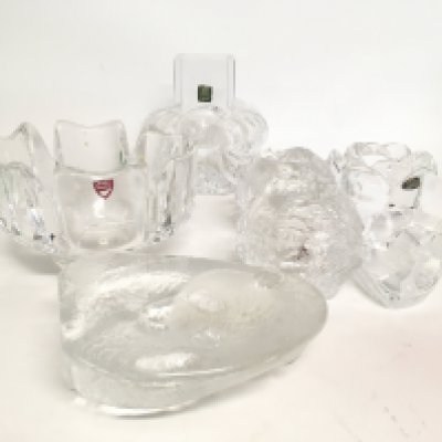 A collection of mid 20th century design glass royal krona lead signed vase and orrefors glass ware items. NO RESERVE