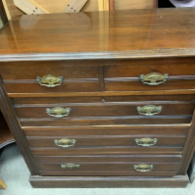 An Edwardian walnut 5 drawer chest. 102cm x 102cm x 49cm. NO RESERVE