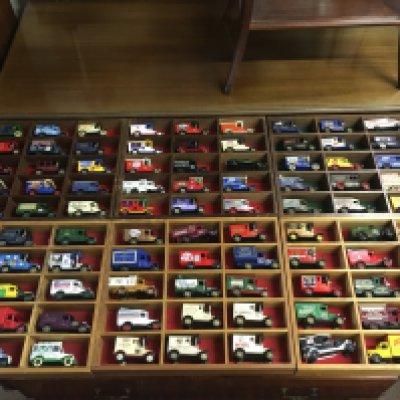 6 display frames with assorted die cast vehicles from days gone. Postage C. NO RESERVE