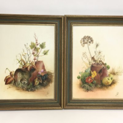 Oil on board paintings of field mice, titled The Forgotten Spot & Dare We? dimensions 39x49cm. This lot cannot be posted. NO RESERVE