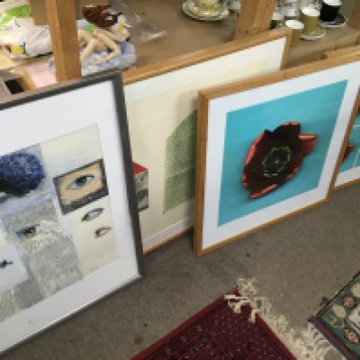 A collection of framed abstract prints including Adrianne Wortzel Gift of the Nile 1993 etching. This lot cannot be posted. NO RESERVE