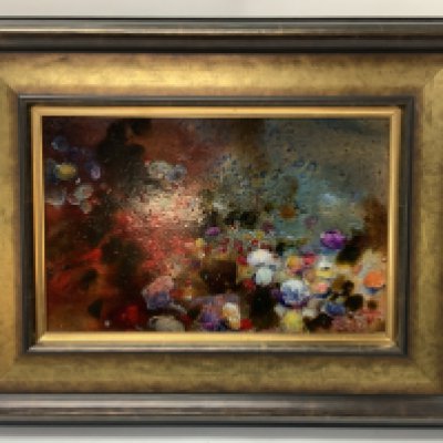 Modern Artwork, Radiant Stones, oil glazes on board signed Lacoux. 43cm x 33cm. NO RESERVE