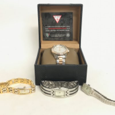 Ladies watches including a boxed Guess watch, Seiko, I.C.E, Rotary. Postage category B- NO RESERVE