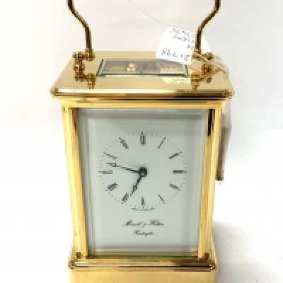A Morell & Hilton of Huntingdon 4 glass carriage clock. H.13.5cm
