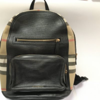 A Burberry house checked leather trimmed backback.