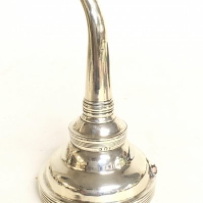 A silver hallmarked wine funnel, 14cm tall. Postage category B