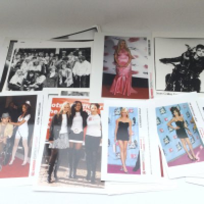 A collection of approx 90 press photos of various musicians, film stars and other celebrities including Any Winehouse, Justin Timberlake, Rhianna and others.