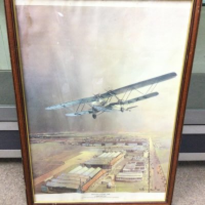 Croydon Airport (1935) aviation print - by Barrie A.F Clark , frame dimensions 56x79cm. NO RESERVE