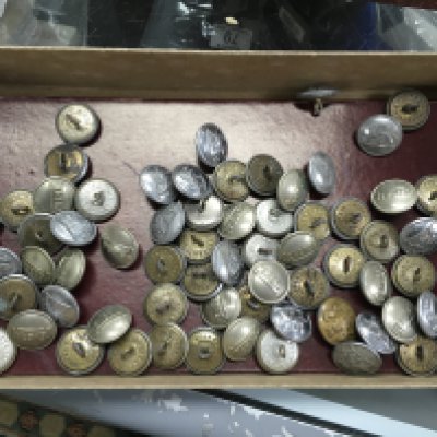 A collection of Military uniform buttons , postage catA. NO RESERVE