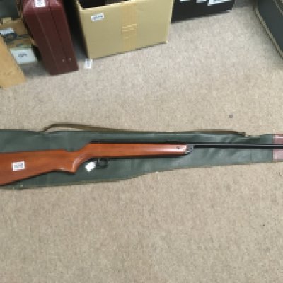 A bsa meteor air rifle with soft case.