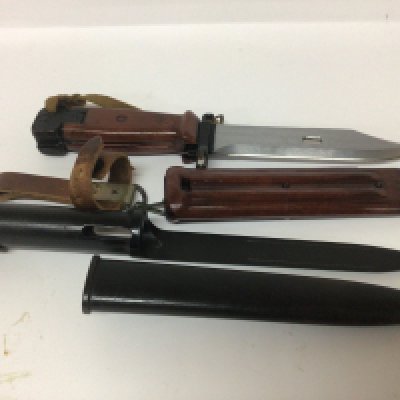 A bayonet for a Kalashnikov rifle and one other modern bayonet (2)