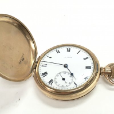 A 10ct Gold plated Waltham pocket watch, seen working. This lot cannot be posted