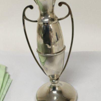 A modern design silver vase loaded base with raised handles Birmingham hallmarks. Height 18cm NO RESERVE