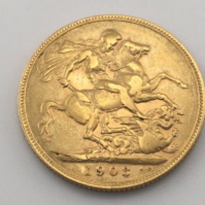 A 1903 full sovereign with Perth mint mark. Postage cat A.