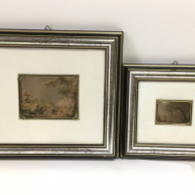 Two framed Italian silver pictures, dimensions 22.5x20.5cm & 30cmx26.5cm NO RESERVE