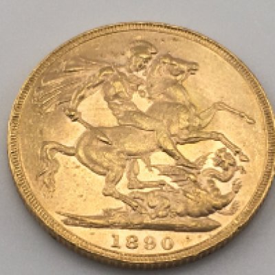 An 1890 full sovereign. Postage cat A.