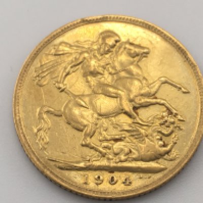 A 1904 full sovereign. Postage cat A.