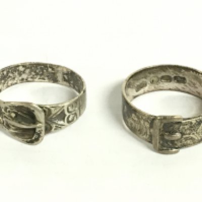 Late Victorian silver buckle rings. Size T & S Postage category a NO RESERVE