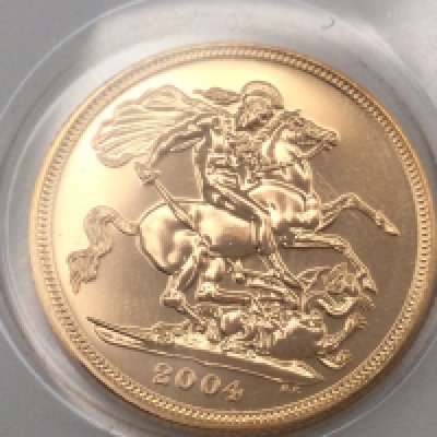 A 2004 full sovereign still in blister pack. Postage cat A.