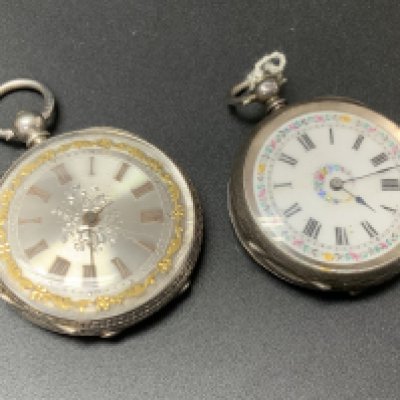 2 Silver cased pocket watches. (A)