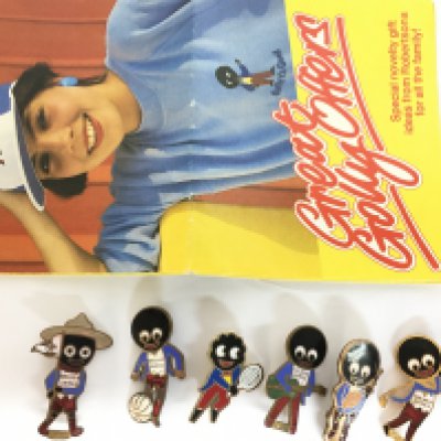 Vintage Robertsons enamel badges with a leaflet