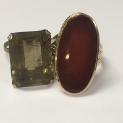 A 9 ct gold signet ring and a 9 ct gold cocktail ring .