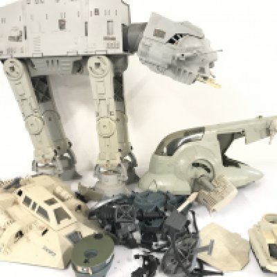 A Collection Of Vintage Star Wars Ships And Mini Rigs. Including A At-At With Chin Guns. Ideal For Spare Parts.(2).