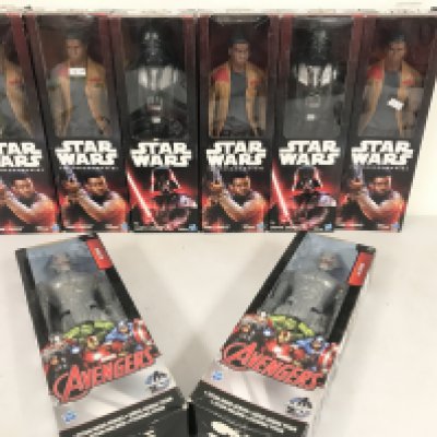 7 Boxed Star Wars And Marvel 12 inch Figures. No Reserve.