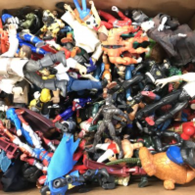 A Box Containing Many Figures Including Power Rangers. marvel. Disney Etc. No Reserve.