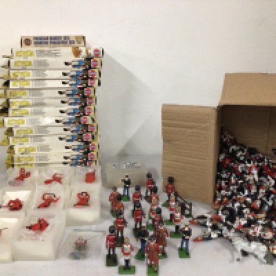 A collection of model Minature soldiers both metal and plastic manufacturers include Britains ..A Toys and others.  Includes 15 boxes of plastic figures.  No reserve