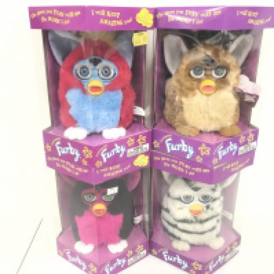 4 Boxed And Sealed Tiger/Hasbro Furbys. Including Giraffe. Zebra.Juicy Grape And Sherbet.