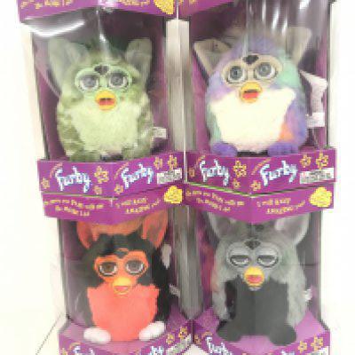 4 X Boxed And Sealed Tiger/Hasbro Furbys. A Tie Dye. fresh Racoon. Tangerine Tart And Alligator.