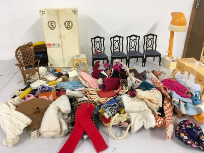 A collection of Sindy accessories includes clothing, furniture etc.  no reserve