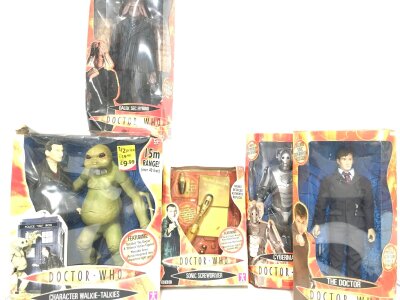 A Collection Of Boxed Doctor Who 12 Inch Dolls. A Sonic Screwdriver And Wilkie-Talkies. No Resrve.