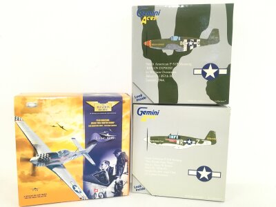 3 Boxed Diecast Aircraft By Corgi And Gemini Aces.. All Mustangs 1/72.